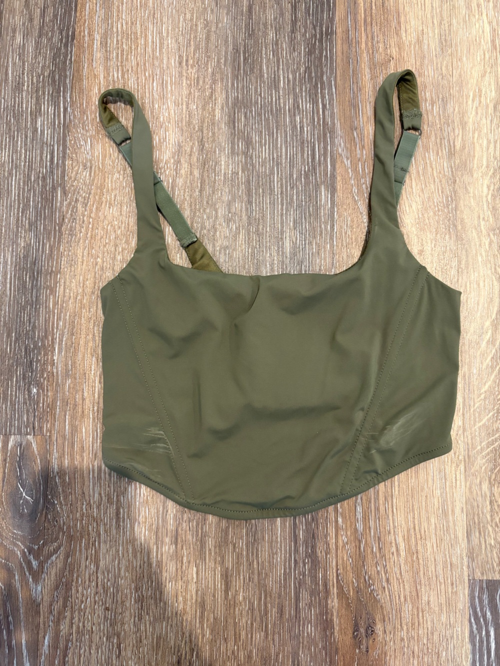 MAHINA: Olive Green Cropped Tank Top